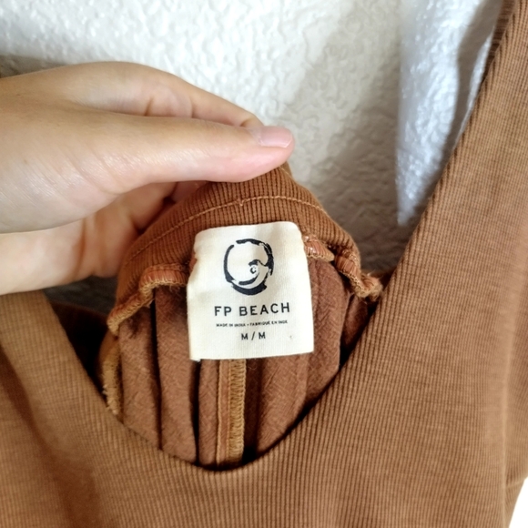 Free People Beach Drawstring V Neck Sleeveless Jumpsuit Sz M - Picture 4 of 8